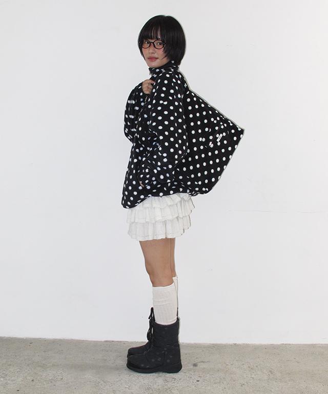 Ronron Dot Fleece Tote Bag Black