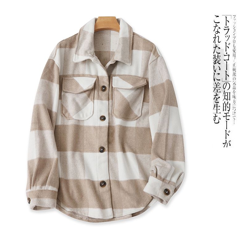 Fall Woolen New Arrival Lapel Single Breasted Gingham Outwear