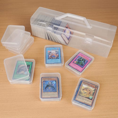 NiHome Trading Card Storage Case, Clear PP with 9 Boxes, Compatible with MTG, Sports, and Playing Cards, Waterproof and Dustproof, with Handle, for Ca