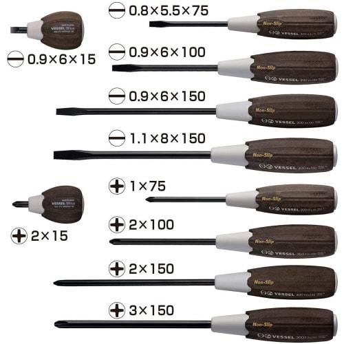 VESSEL Woody Driver Non-Slip Grip Set of 10 (with case) 3010PS