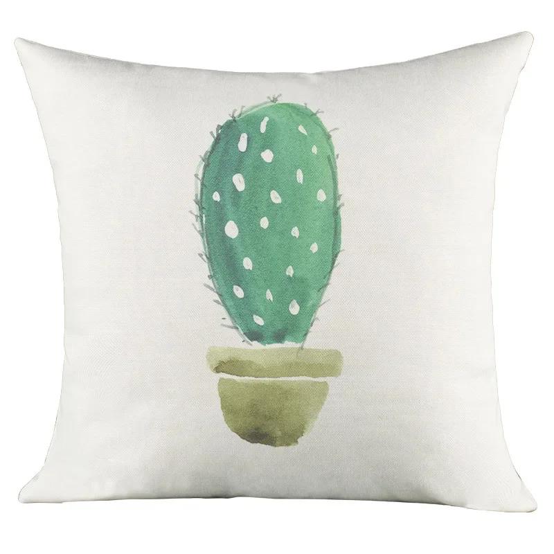 Green Plant Cactus Print Cushion Cover Living Room Sofa Decor Home Chair Car Bedroom Decorative Pillowcase Soft Throw Pillows