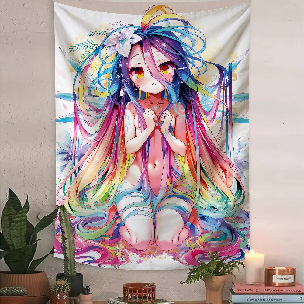 Anime No Game No Life Tapestry Bohemian Tarot Hippie Wall Hanging Dorm Kawaii Shiro Girl LARGE Wall Art for Bedroom Living Room