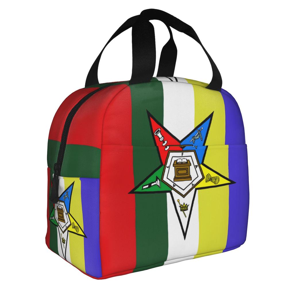Order Of The Eastern Star Logo Thermal Insulated Lunch Bags Women  Portable Lunch Container for School Multifunction Food Box