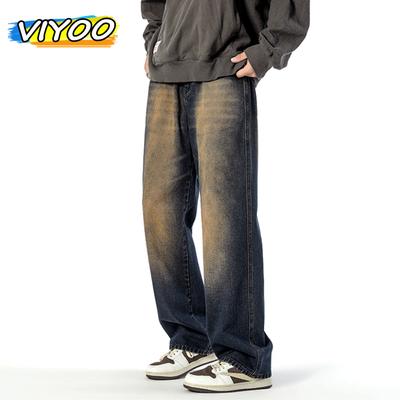Men's Oversized Y2K Vintage Wash Black Baggy Jeans Denim Wide Leg Pants Trousers Streetwear For Men Hip Hop Sweatpants