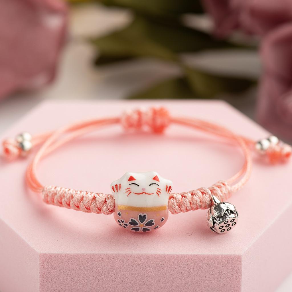 Cute Ceramic Pendant Bracelet, Ceramic Bead Bracelet Set, Fresh and Artistic Style Versatile Jewelry, Girl's Heart Jewelry