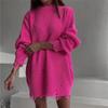 Autumn/Winter Solid Color Ripped Hem Round Neck Loose Knit Sweater