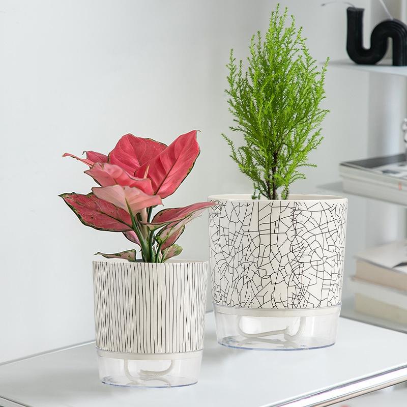 Self Watering Flower Pot Automatic Watering Flowerpot Garden Supplies Easy Monitoring Water Level Pot Lazy Hydroponics Pot