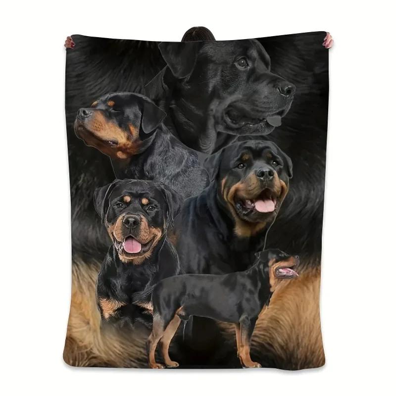 Rottweiler digital bedrucktes Polyester Schlafzimmer Samt Flanell Weiche Sofabezug Decke Vlies Weiche Sofabezug Decken für Betten