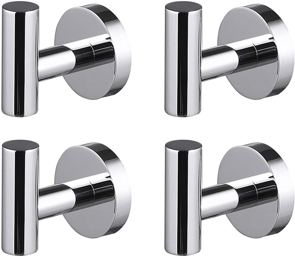 High Quality 4 PCS Set Heavy Duty Decorative Wall Hooks Rustproof Bathroom Towel Hook Stainless Steel Hat Coat Hook