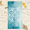 Bohemian Mandala Beach Towel, Microfiber Large Sand Free Quick Dry, Teal Watercolor Boho Design, Soft Absorbent Towels Bathroom