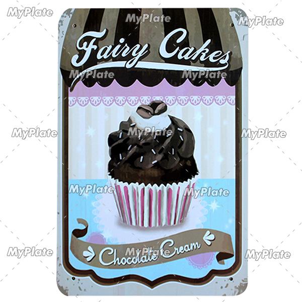 Cake Metal Sign Plaque Metal Vintage Food Tin Sign Wall Decor for Kitchen Cafe Diner Bar Cupcake Metal Signs