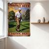 Vintage Metal Tin Sign Golfer Drinking Beer Sunset Golf Course Wall Decor Rustic Aged Retro Art for Bar Man Cave Home Restaurant