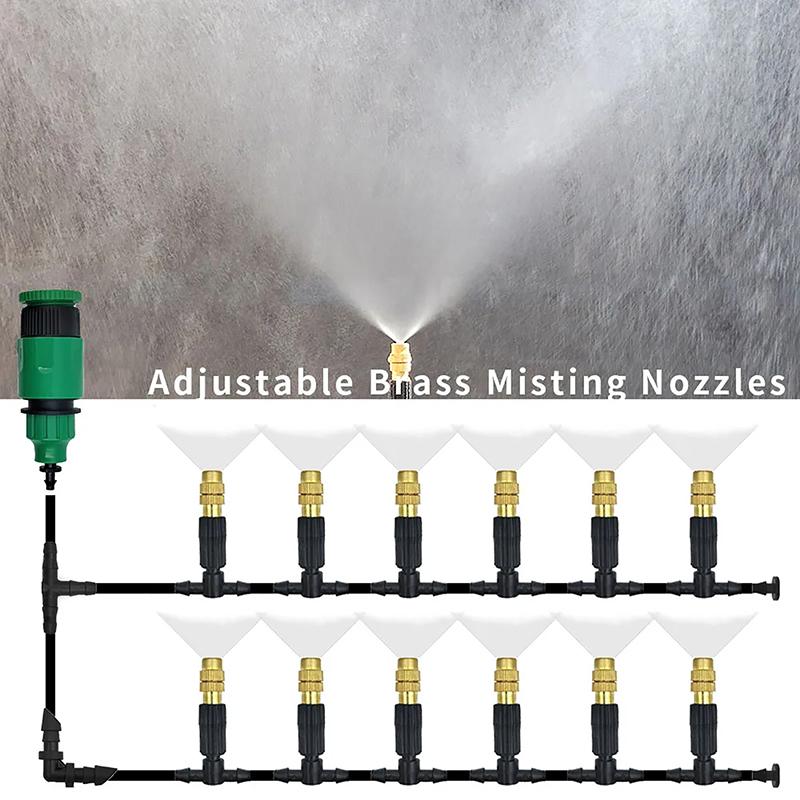 1/5Pcs 4/7 Pvc Outdoor Misting Cooling System Garden Irrigation Watering 1/4'' Brass Atomizer Adjustable Garden Sprinklers
