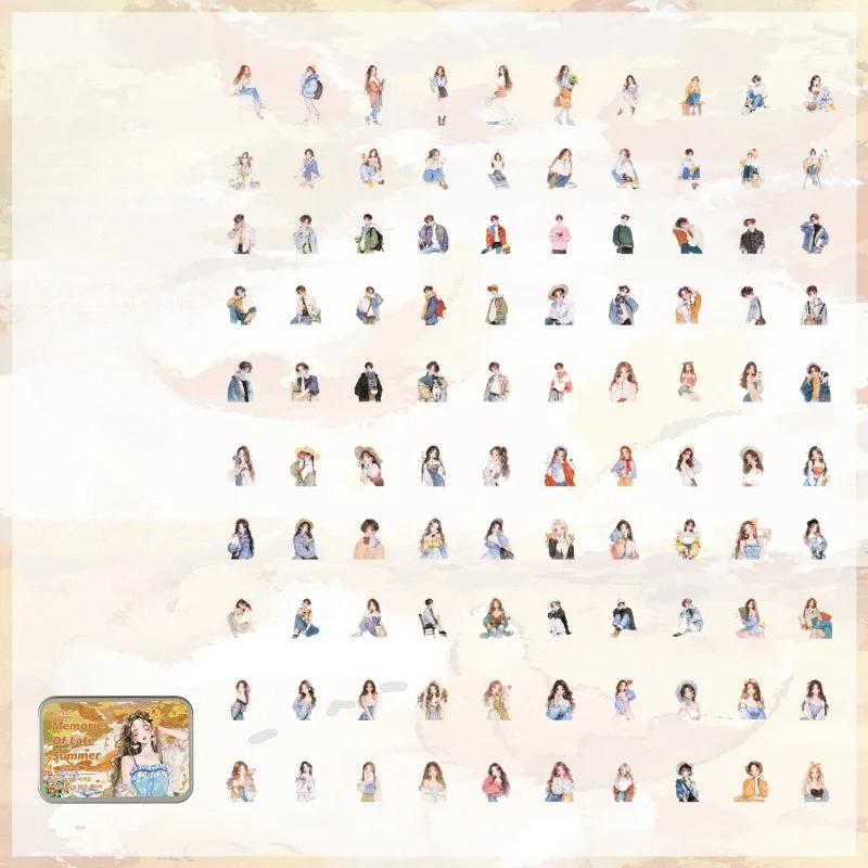 

100 листов милых наклеек с персонажами мультяшных девочек, очаровательные дизайны для украшения ручного аккаунта, поделки своими руками