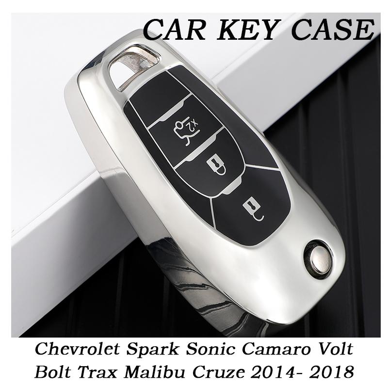 

Fashion TPU Car Remote Key Full Cover Case For Chevrolet Spark Sonic Camaro Volt Bolt Trax Malibu Cruze 2014- 2018 Key Case рожевий