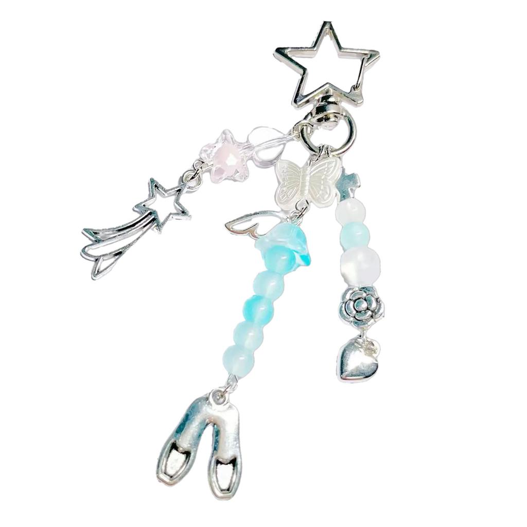 Aesthetic Star Strawberry Key Rings Elegant Bag Charm Bead Keychain Bag Pendant Key Ornament for Purses and Present