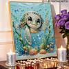 5D Turtle Pearl Wall Art Kit 30x40cm Frameless DIY Pearl Diamond Painting Floral Gem Art for Living Room/Bedroom Home Wall Decor