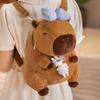 Kawaii Creative Animal Capybara Plush Backpack Doll Bow Food Fries Burger Flower Soft Plush Shoulder Bag Birthday Gift