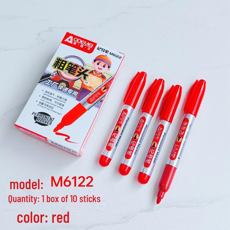 10-Pack Refillable Oil-Based Thick Tip Marker Pens: Black, Blue, Red