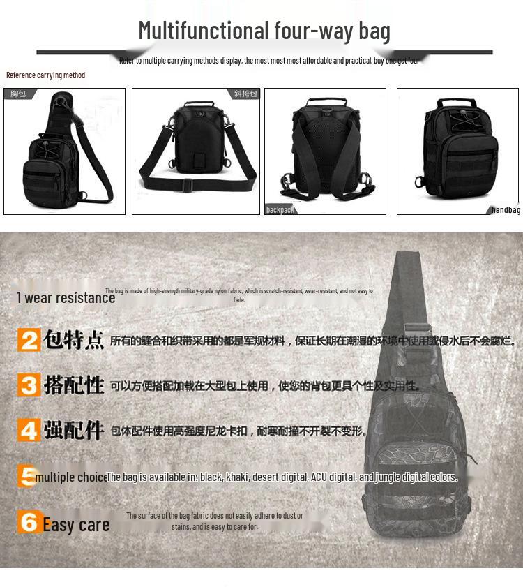 Outdoor Tactical Multifunctional Small Chest Bag - Single Shoulder Crossbody Bag with Oxford Cloth Expansion for Tools and Lures