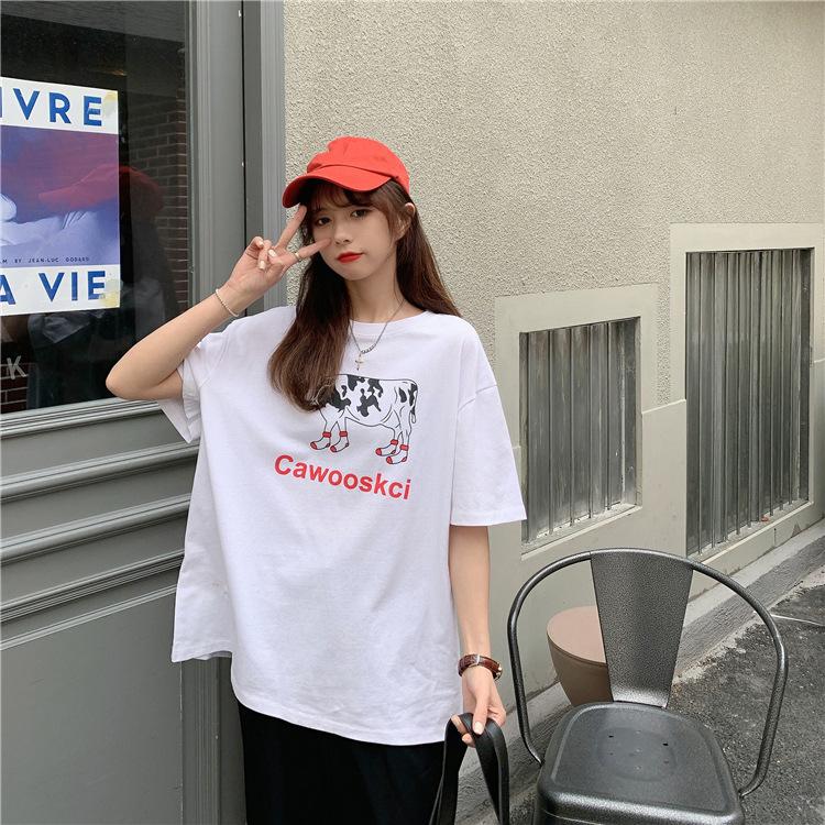 Summer new Korean version chic printing T-shirt loose casual lazy style short-sleeved top women's ins tide