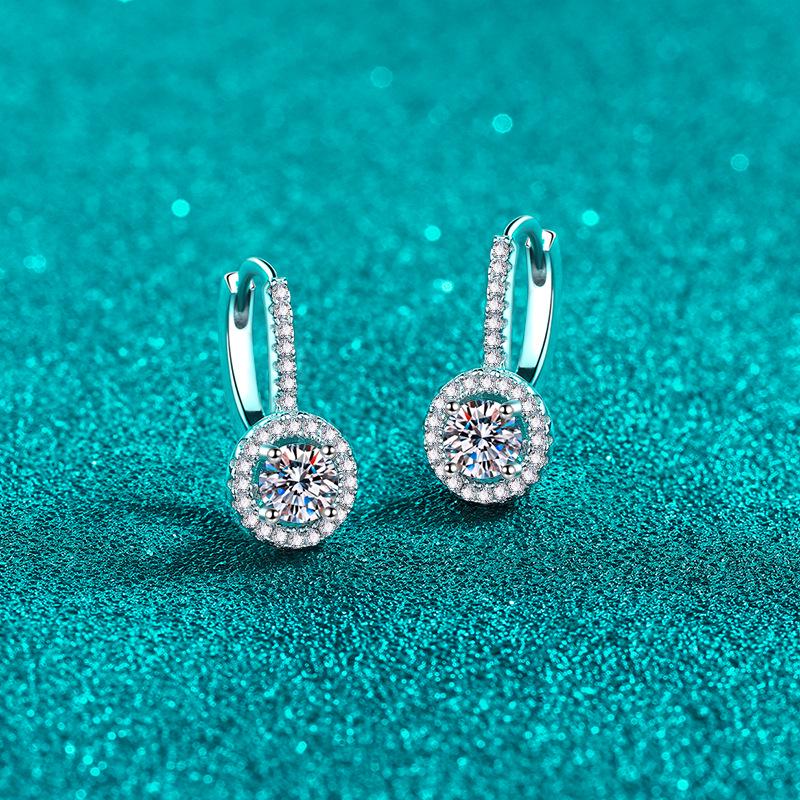 Xin De Yi S925 Sterling Silver Moissanite Stud Earrings: Elegant Round Jewelry for Women, Perfect Wedding Gift