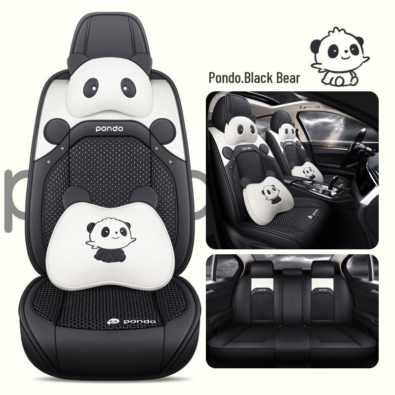 2022 New Cartoon Leather Ice Silk Car Seat Cushion Set, Four Seasons