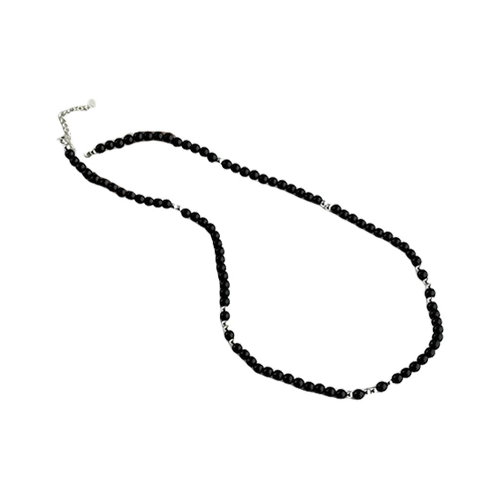 Turquoise/Onyx Beads Choker Gemstones Beaded Neckchain Adjustable Length Necklace Handmade Jewelry for Modern Women