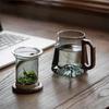 400ml Heat-resistant Glass Tea Cup With Tea Infuser Filter Walnut Wooden Handle Lid Tea Mug Drinkware