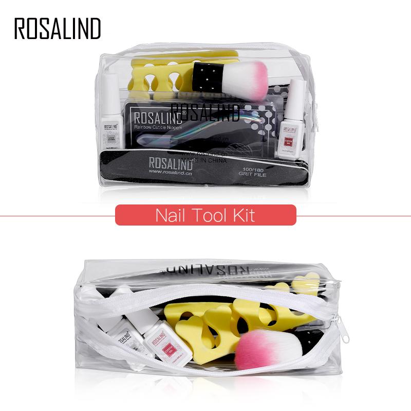 ROSALIND Gel Nail Tool Set For Nails Art Gel For Manicure Cuticle Remover Buff Nail File Gel Polish Nourishment 8 /12Items