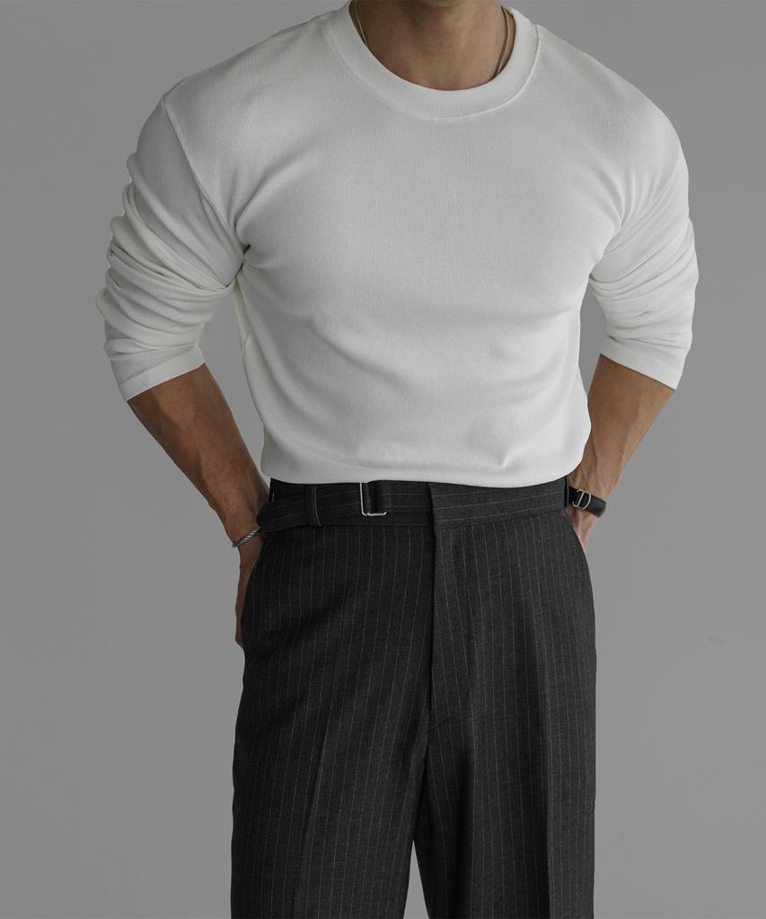 Baulopeulodeogteu Fine Ribbed Muscle Long Sleeve Knit Tee [Ivory]