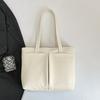 Versatile Solid Color PU Leather Tote Bag for Women Large Capacity Underarm Bag Casual Zipper Work Handbag