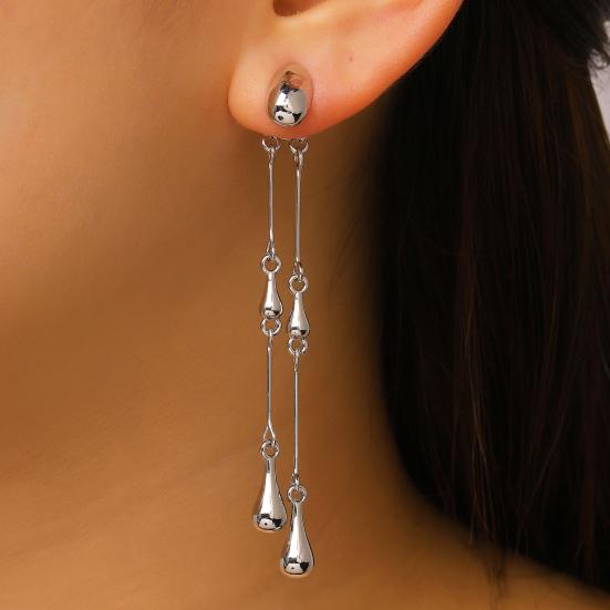 1 Paar Lange Ohrringe Wassertropfen Quaste Leichte Flexible Kette Ohrringe für Damen Verlängerndes Design Leichte Alltagsohrringe