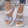 New Sandals Women's Metal Buckle Hemp Rope Wedge Platform Fish Mouth Sandals Women's Plus Size