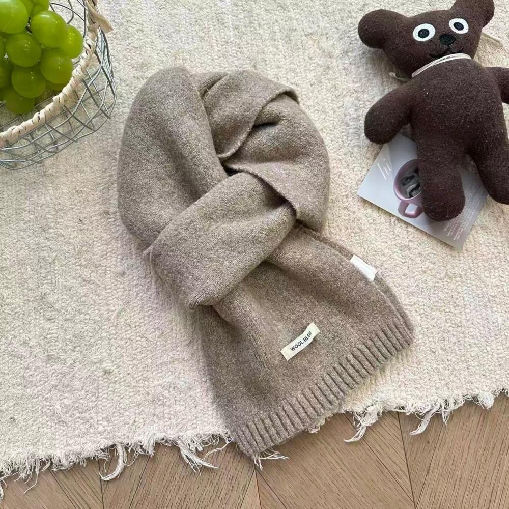 New Year's red soft waxy versatile knitted scarf women's autumn and winter atmosphere white student wool scarf