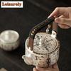 320ml Gilt Silver Dunhuang Bird Of Destiny Lifting Handle Teapot Zen Tea Infuser Pot Tea Soaking Kettle With Strainer Tea Set