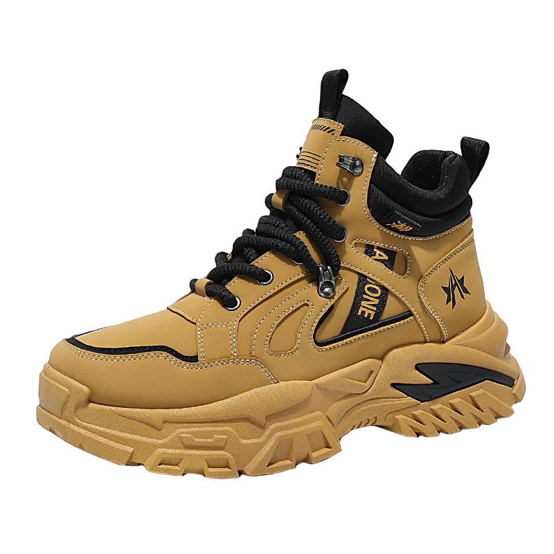 2025 New Men Outdoor Fashion Versatile Thick Sole Shoes Anti Slip High Top wear-resistant Sports Work Shoes Travel Casual Shoes