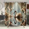 Swan Lake Shower Curtain Rose Flowers Elegant Water Reflection 3D Printed Waterproof Bathroom Decor Romantic Classical