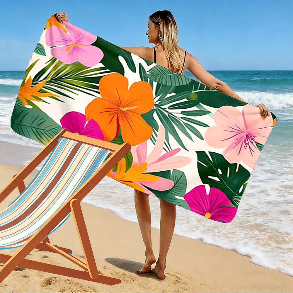 Tropical Floral Pattern with Bright Flowers Beach towel quick-drying for travel outdoor sports jogging beach and swimming