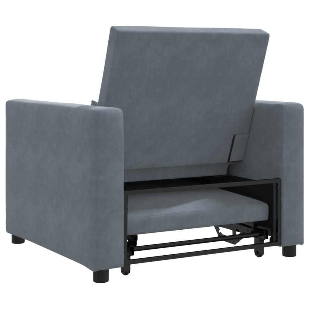 Extendable Single Sleeper Sofa with Wheels Dark Gray Velvet