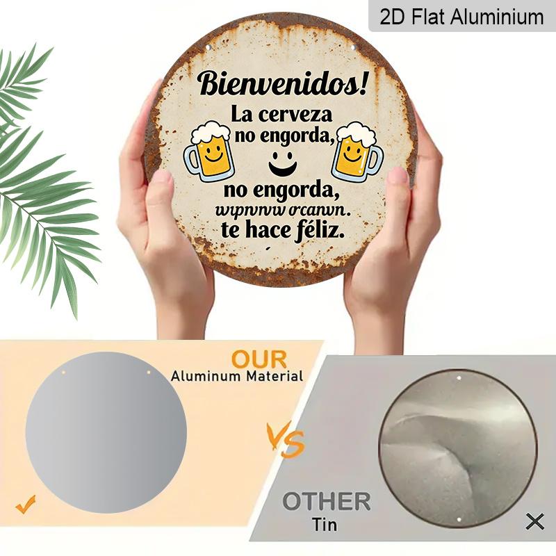 2D Flach, 1 Stück Willkommen zum Trinken, Bier bringt Freude mit einem Vintage Metall Aluminium Schild, Dekorative Plakette Und Schild (7,87X7,87 Zoll), Humorvolles Geschenk