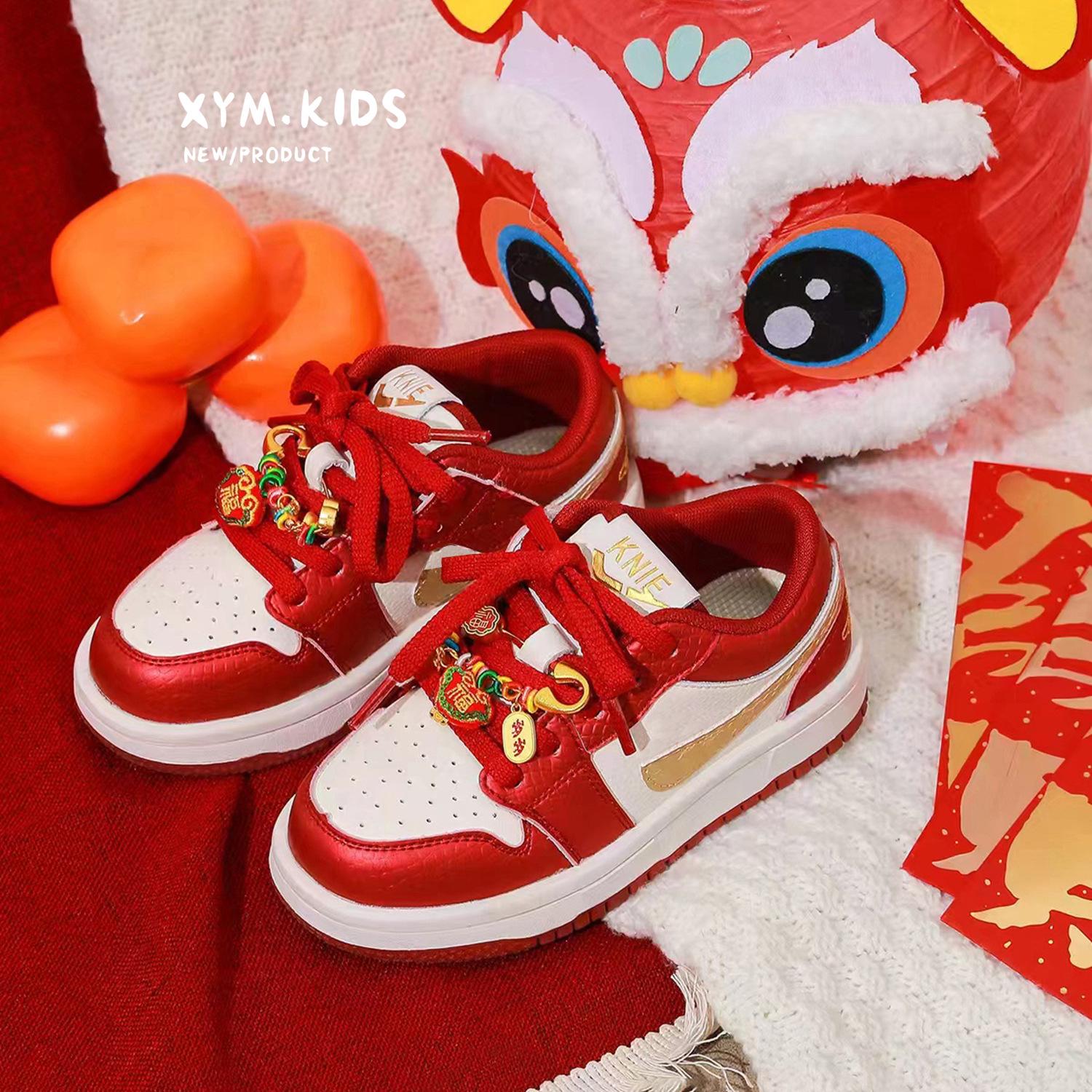 Spring 2026 Kids Lucky Red Low-Top Canvas Shoes 27 красный