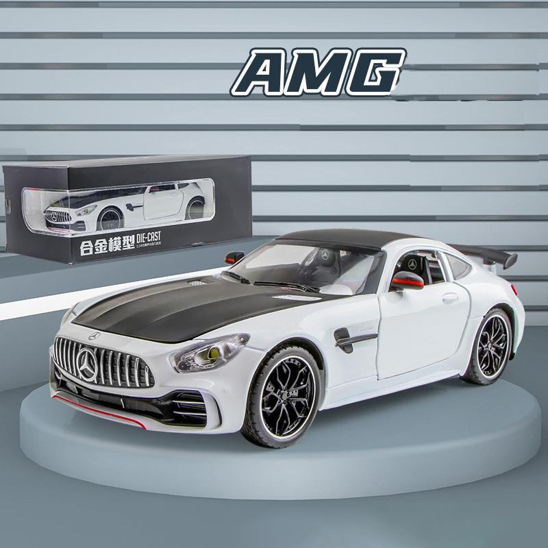 

1/24 масштаб Benz AMG GTR игрушечные машинки модель автомобиля, игрушечный автомобиль из цинкового сплава со звуком и светом для детей, подарок для мальчиков и девочек 1/24-20.5x9x5.5cm белый