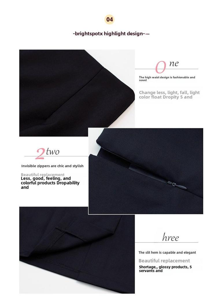 Dámská letní sukně střední délky s vysokým pasem a rozparkem - Pracovní styl, obepínající boky, jednodílný design