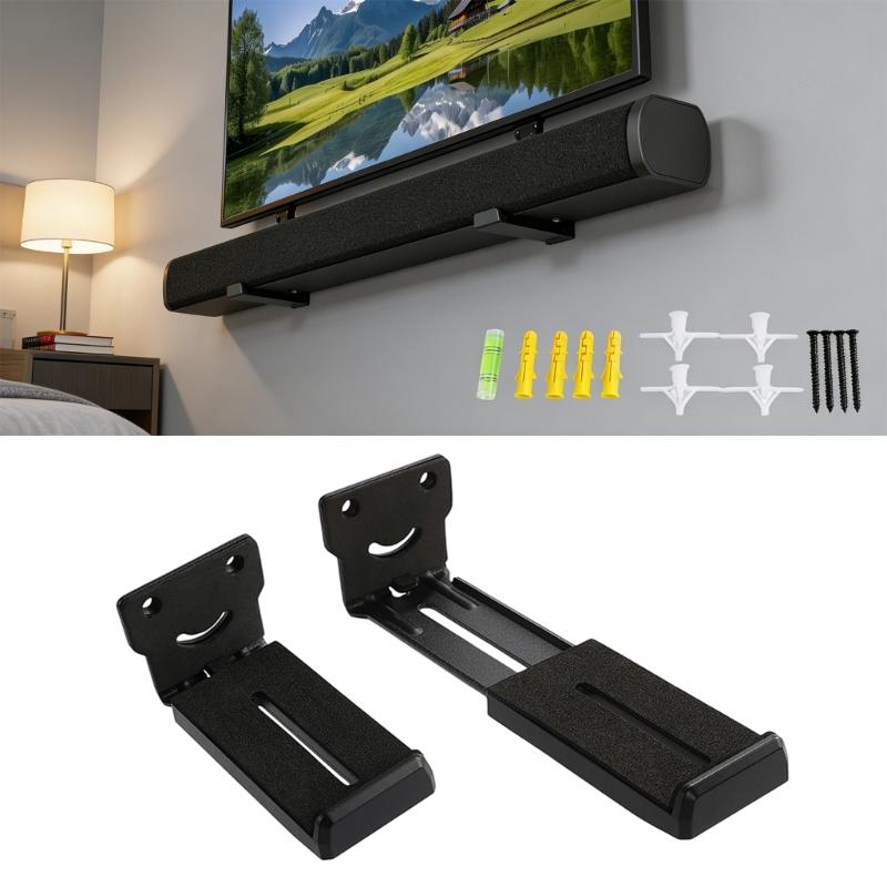 Metal Soundbar Wall Mount Holder With Adjustable Width Up To 18.5cm For Living Room Or Office