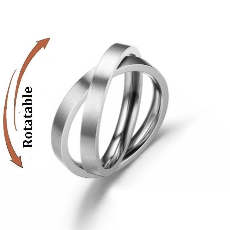 Copper Color Spinning Anxiety Rings for Men Women Star Moon Relaxing Ring 2025 Stainless Steel Anti Stress Rings Knuckle Zircon