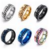 Men's Hip Hop Rotating Chain Titanium Steel Ring Personality Trendy Single Pinky Ring Student Fashion Jewelry