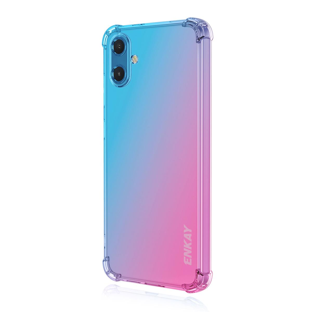 

For Samsung Galaxy F06 5G/Galaxy M06 5G TPU Case ENKAY Thickened Four Corner Drop-proof Phone Back Cover Blue/Pink