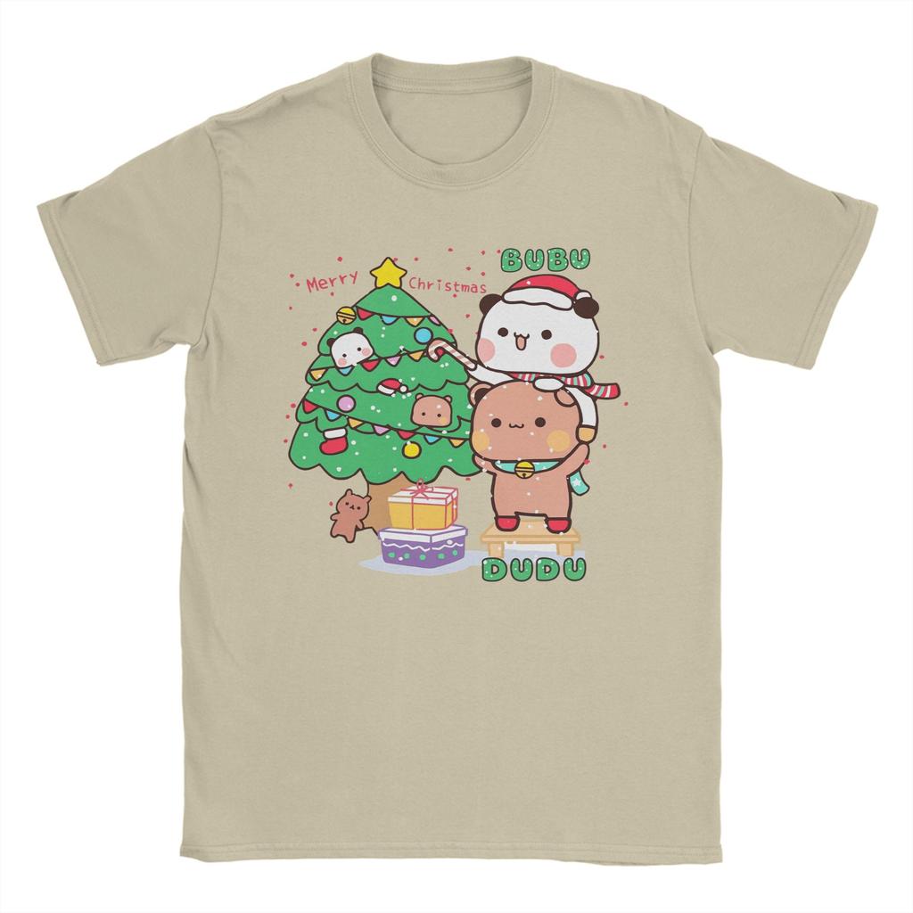 Bubu Dudu Xmas-Adorable Eco-Friendly Panda Couple Merry Christmas Gifts! Men Tee Shirt Short Sleeve Crew Neck T-Shirts Clothing