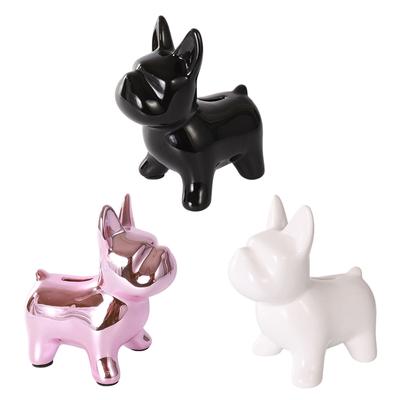 French Bulldog Piggy Bank Gilded Craft Statue Money Saving Box Container for Home Bedroom Living Room Decoration Girl